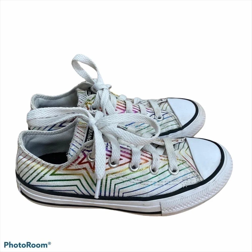 Converse Rainbow Star Print Sneakers Sz 12 Kids